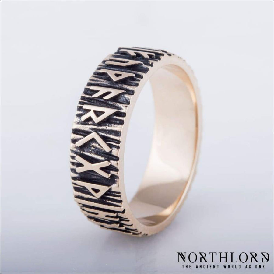 Viking Band Ring With Runes Bronze - Northlord-VK