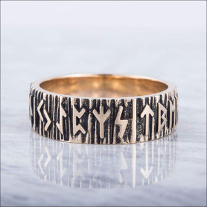 Viking Band Ring With Runes Bronze - Northlord-VK