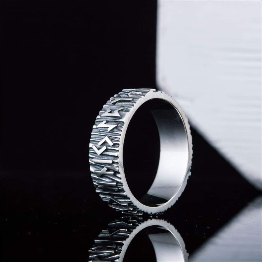 Viking Band Ring With Runes Sterling Silver - Northlord-VK