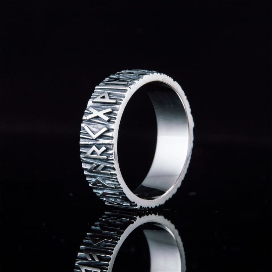 Viking Band Ring With Runes Sterling Silver - Northlord-VK