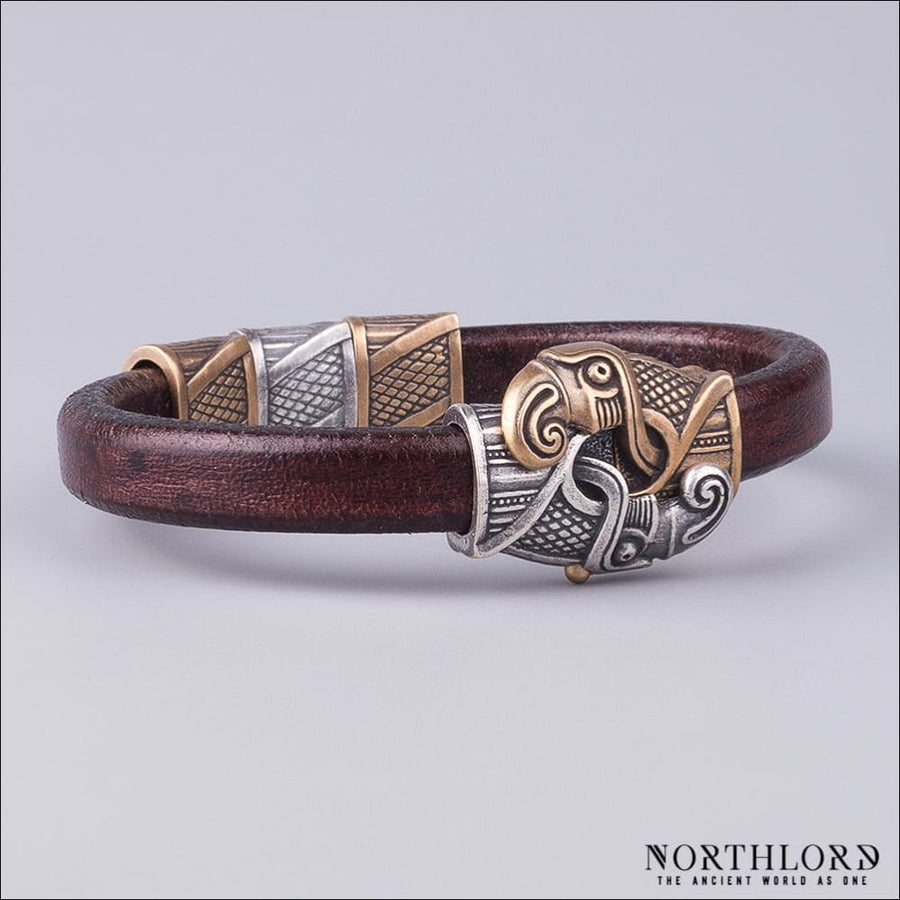 Viking Bracelet With Raven Heads Hugin and Munin - Northlord-PK