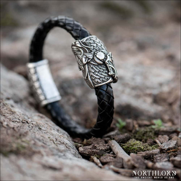 Viking Bracelet With Skoll and Hati Silvered Bronze - Northlord-PK
