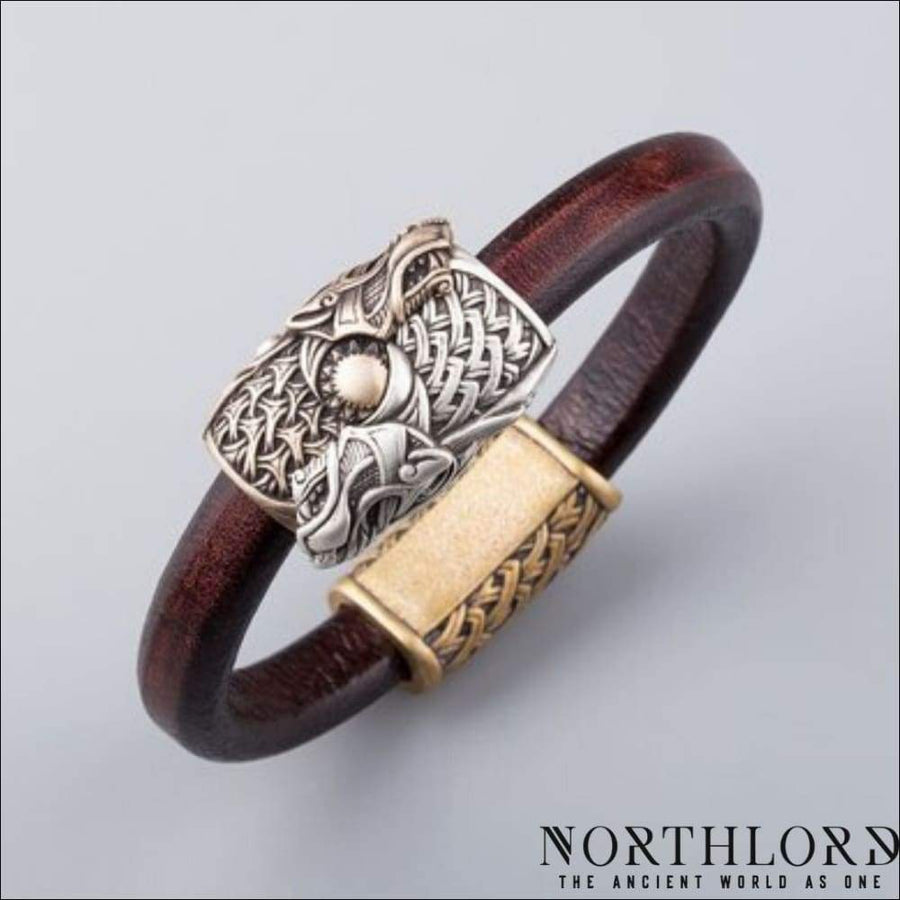 Viking Bracelet With Wolves Skoll and Hati - Northlord-PK
