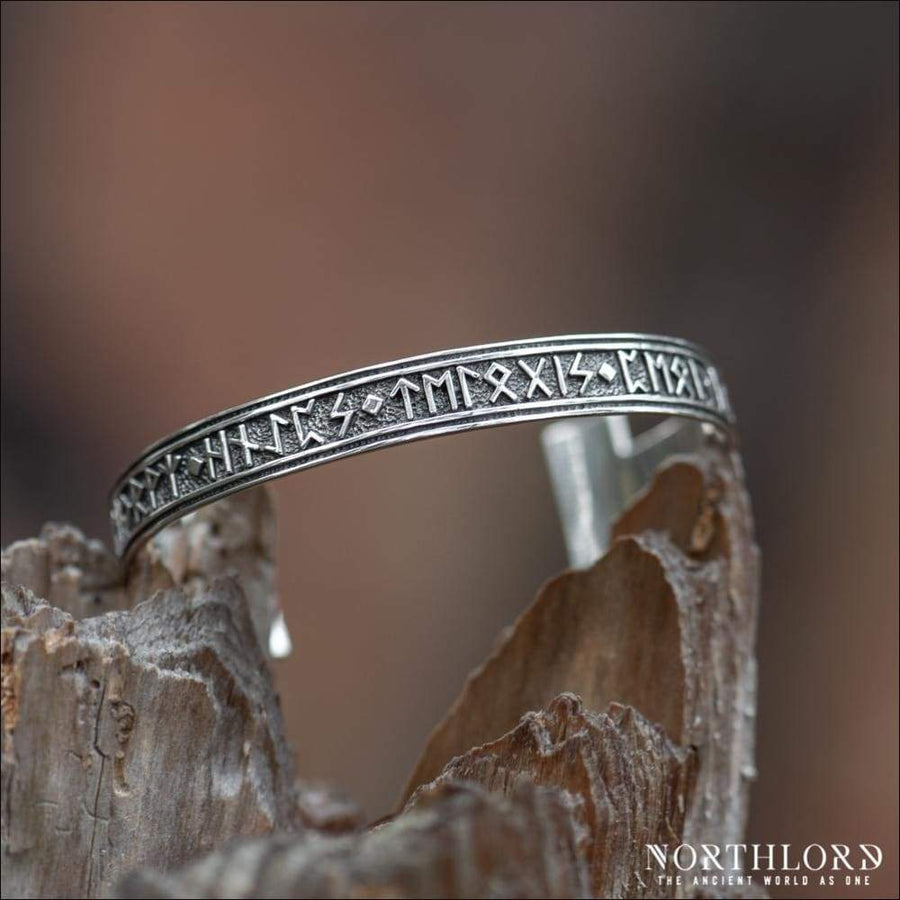 Viking Cuff Bracelet With Runes Sterling Silver - Northlord