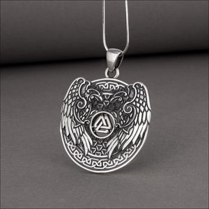 Viking Raven Pendant With Valknut Sterling Silver - Northlord-VK