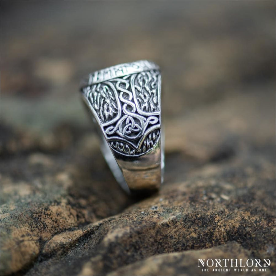 Viking Ring With Vegvisir and Thor’s Hammer Sterling Silver - Northlord