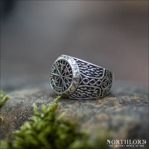 Viking Ring With Vegvisir and Thor’s Hammer Sterling Silver - Northlord