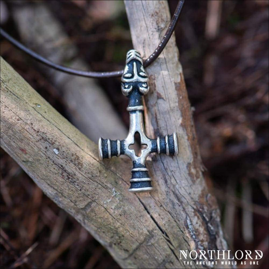 Wolf Cross Pendant From Fossi Silvered Bronze - Northlord