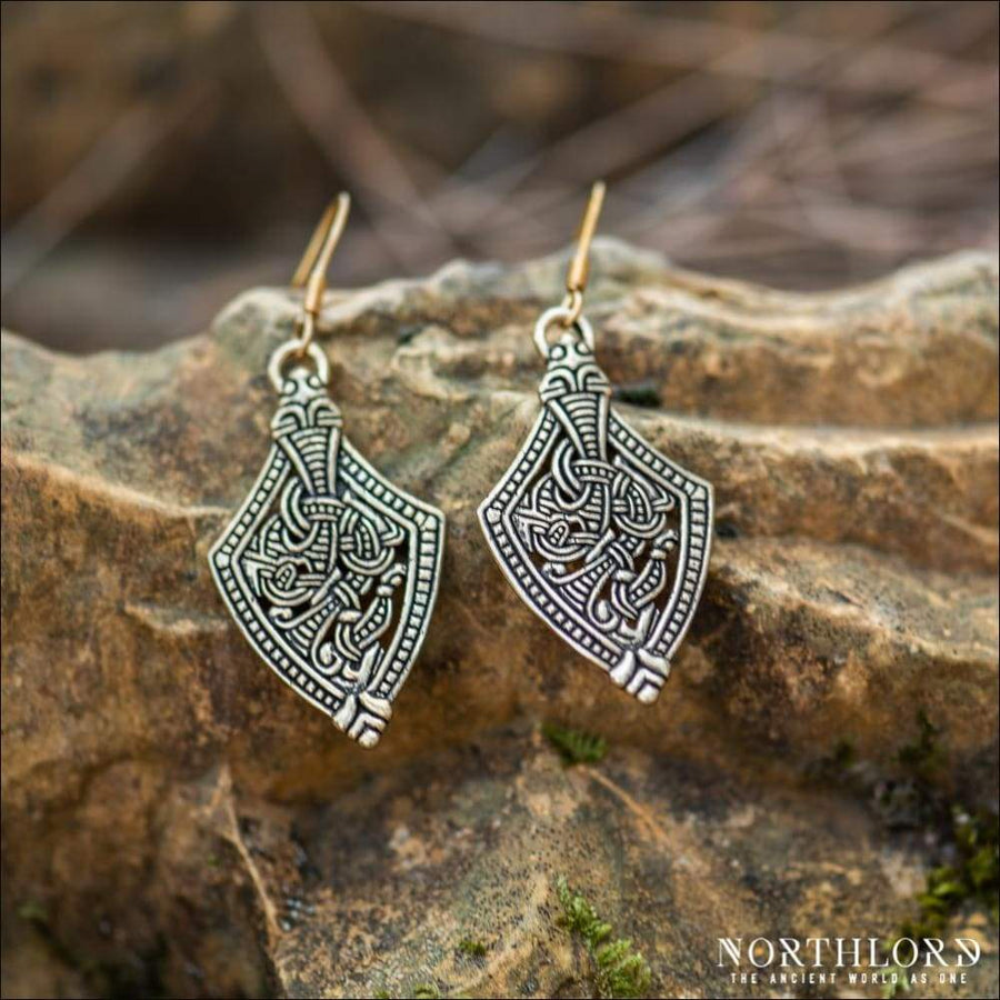 Women Viking Earrings In Borre Style Bronze - Northlord