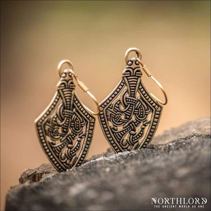 Women Viking Earrings In Borre Style Bronze - Northlord