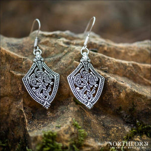 Women Viking Earrings In Borre Style Silvered Bronze - Northlord