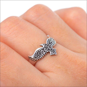 Women’s Ring With Raven And Knotwork Sterling Silver - Northlord