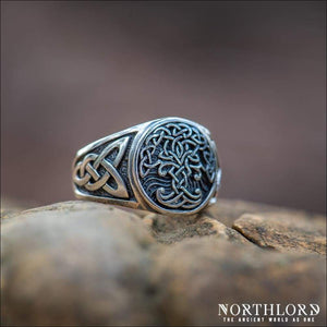 Yggdrasil Ring With Celtic Knots Sterling Silver - Northlord