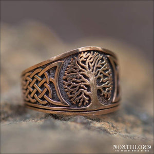 Yggdrasil Ring With Knotwork Bronze - Northlord