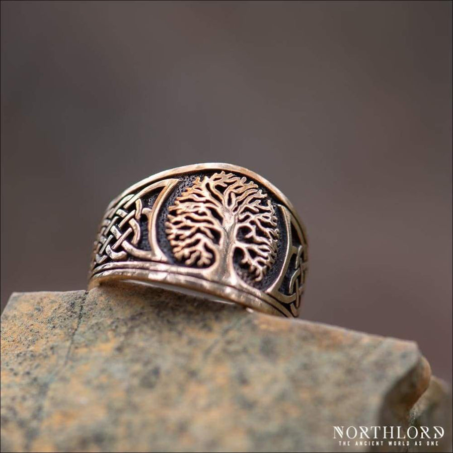 Yggdrasil Ring With Knotwork Bronze - Northlord