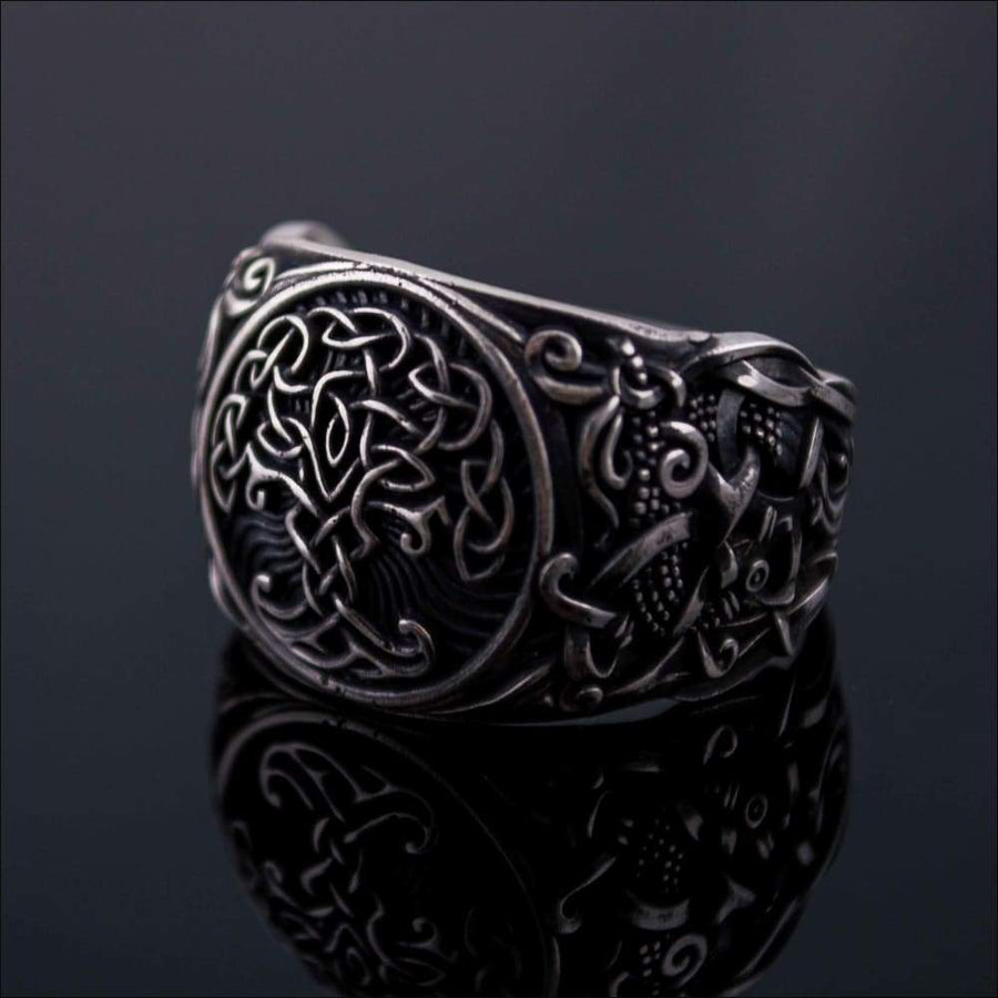Yggdrasil Ring With Mammen Art Sterling Silver - Northlord-VK
