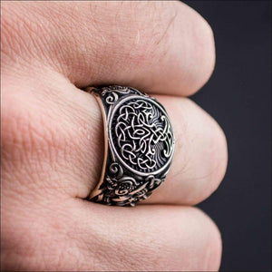 Yggdrasil Ring With Mammen Art Sterling Silver - Northlord-VK